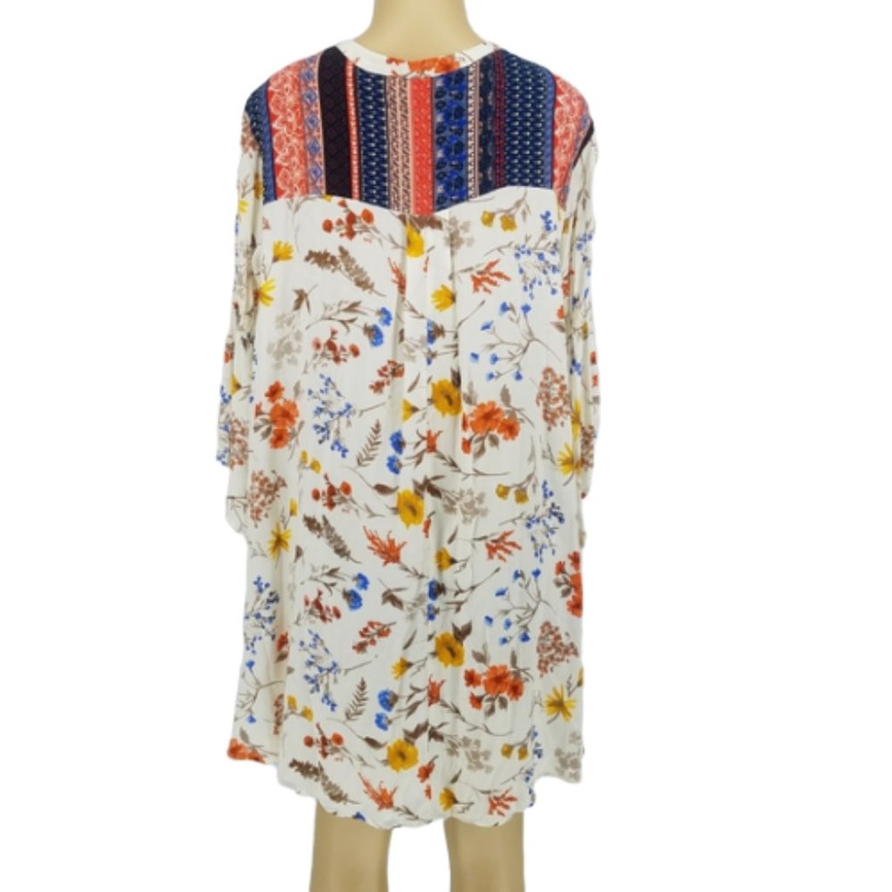 Umgee Floral Boho Keyhole Bell Sleeve Tunic Dress - Picture 6 of 10